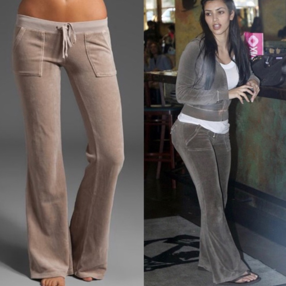 JUICY COUTURE BUTT POCKET VELOUR PANTS USA KIM K